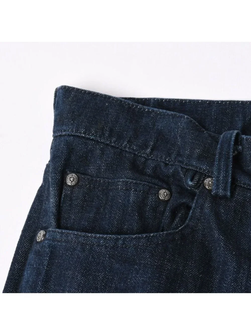 Chrome Hearts Flarenie Denim Pants Jeans Horseshoe Button Indigo Blue